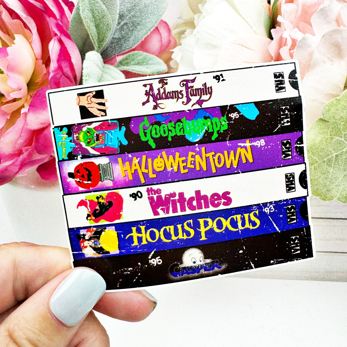 90's Halloween Movies VHS Stack Vinyl Decal