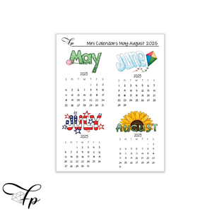 2025 Mini Calendars May-August