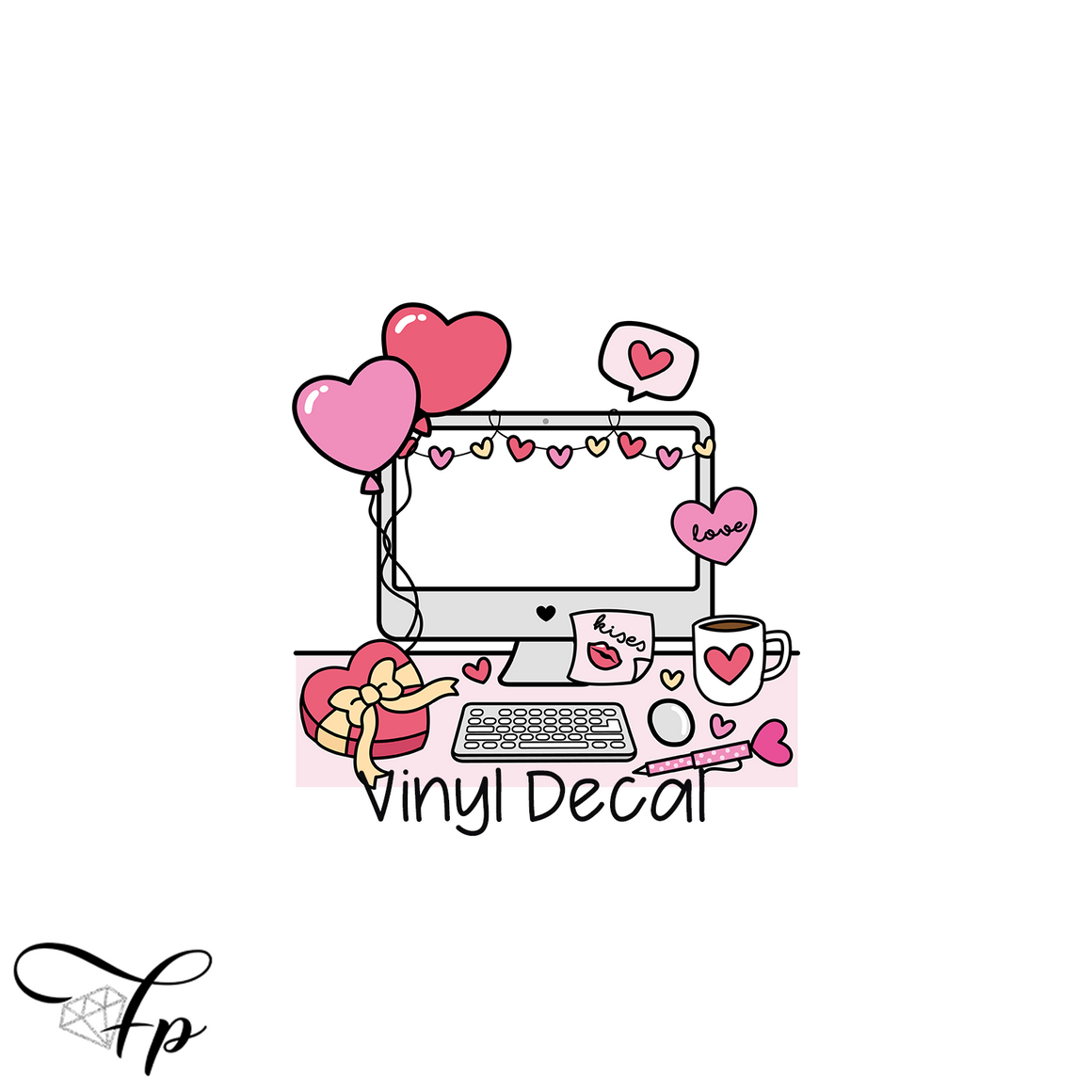 Valentines Desktop Vinyl Decal